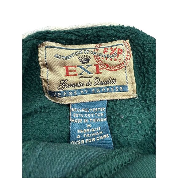 Vintage Express Men’s Medium Crewneck Sweatshirt Green Embroidered Grunge 90s - Picture 5 of 5